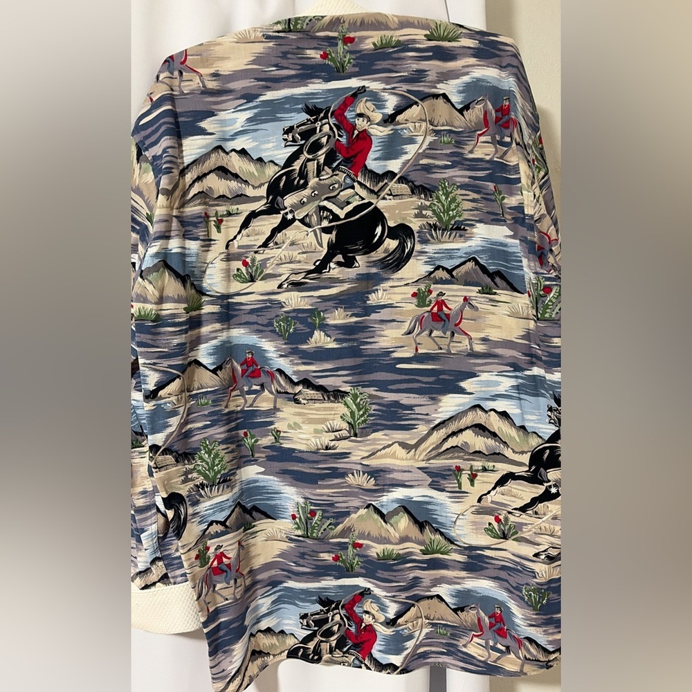 Vintage Neiman Marcus Cowboy Western Scenic Print Shirt - Picture 7 of 8